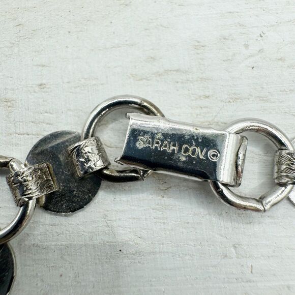 Vtg 1960's Sarah Coventry Young And Gay Silver Floral Book Chain Link Bracelet - Picture 6 of 8